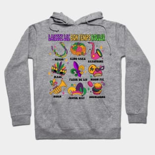 Laissez Les Bon Temps Rouler Faux Embroidery Sequins, Mardi Gras Faux Sequin Fleur De Lis Hoodie